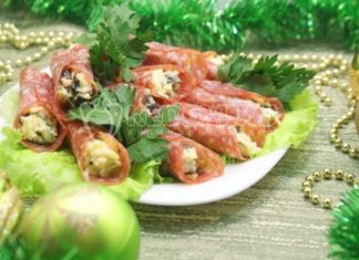 Рулетики салями с начинкой